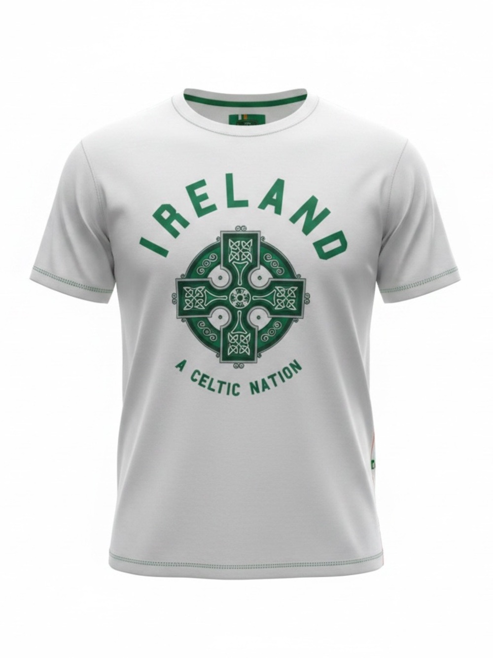 IRELAND Graphic Crewneck T-Shirt in White & Green